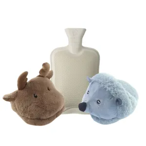 2 Litre Hot Water Bottle and Faux Fur Slipper Cover Soft Foot Warmer