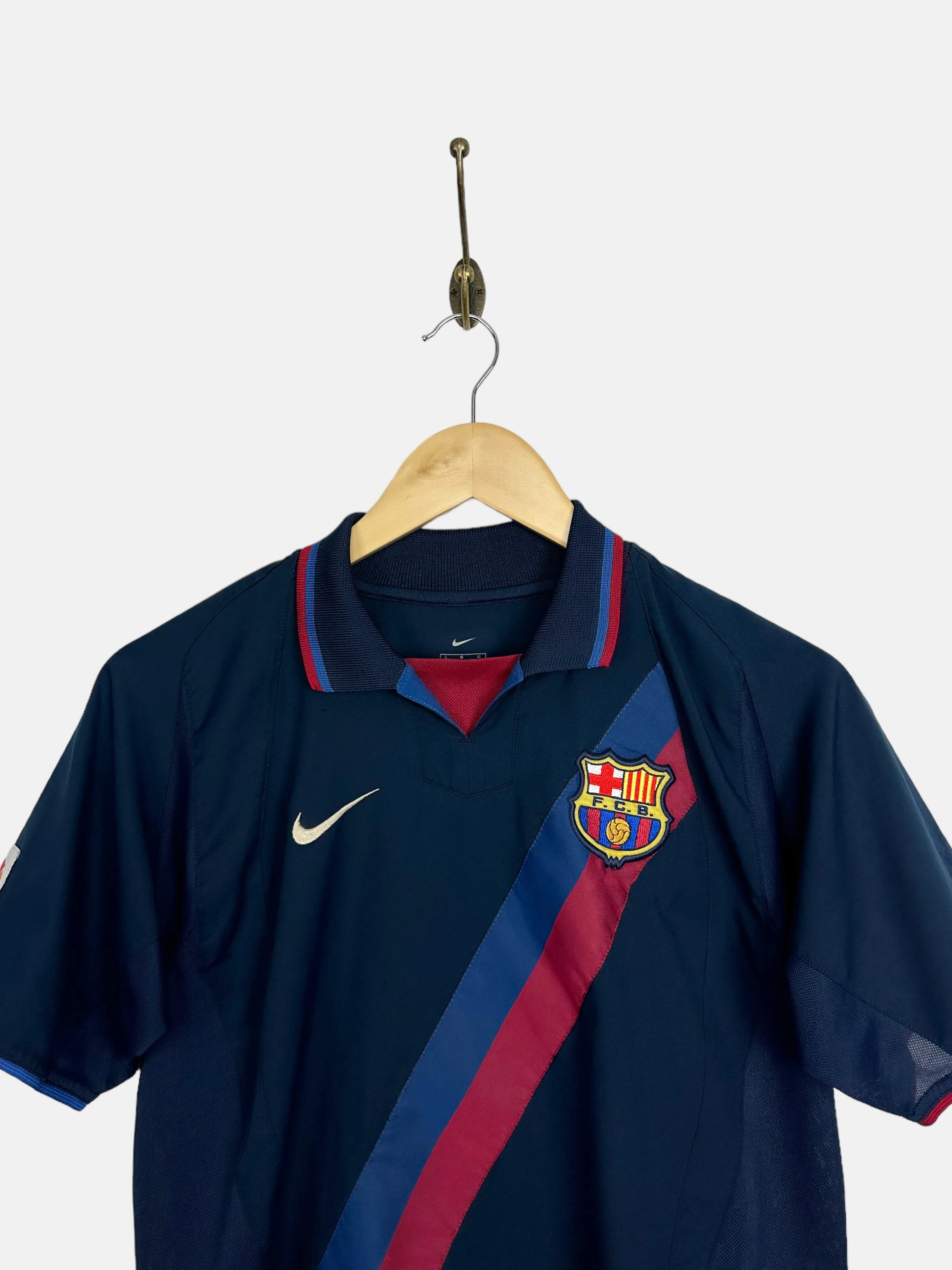 2002 Nike Barcelona Away Kit Embroidered Vintage Football Jersey Size 6