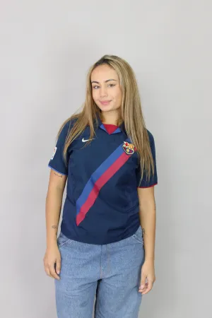 2002 Nike Barcelona Away Kit Embroidered Vintage Football Jersey Size 6