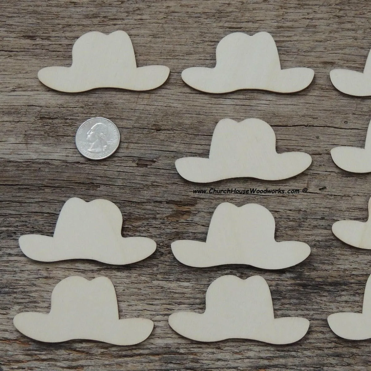25 Wooden Cowboy Hats ~ 2 inch