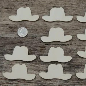25 Wooden Cowboy Hats ~ 2 inch