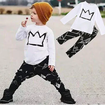 2pcs Clothes Toddler Kids Baby Boys T-shirt Tops   Long Pants Trousers Short Outfits Clothes Set Summer Cool Fashion 2 3 4 5 6 7