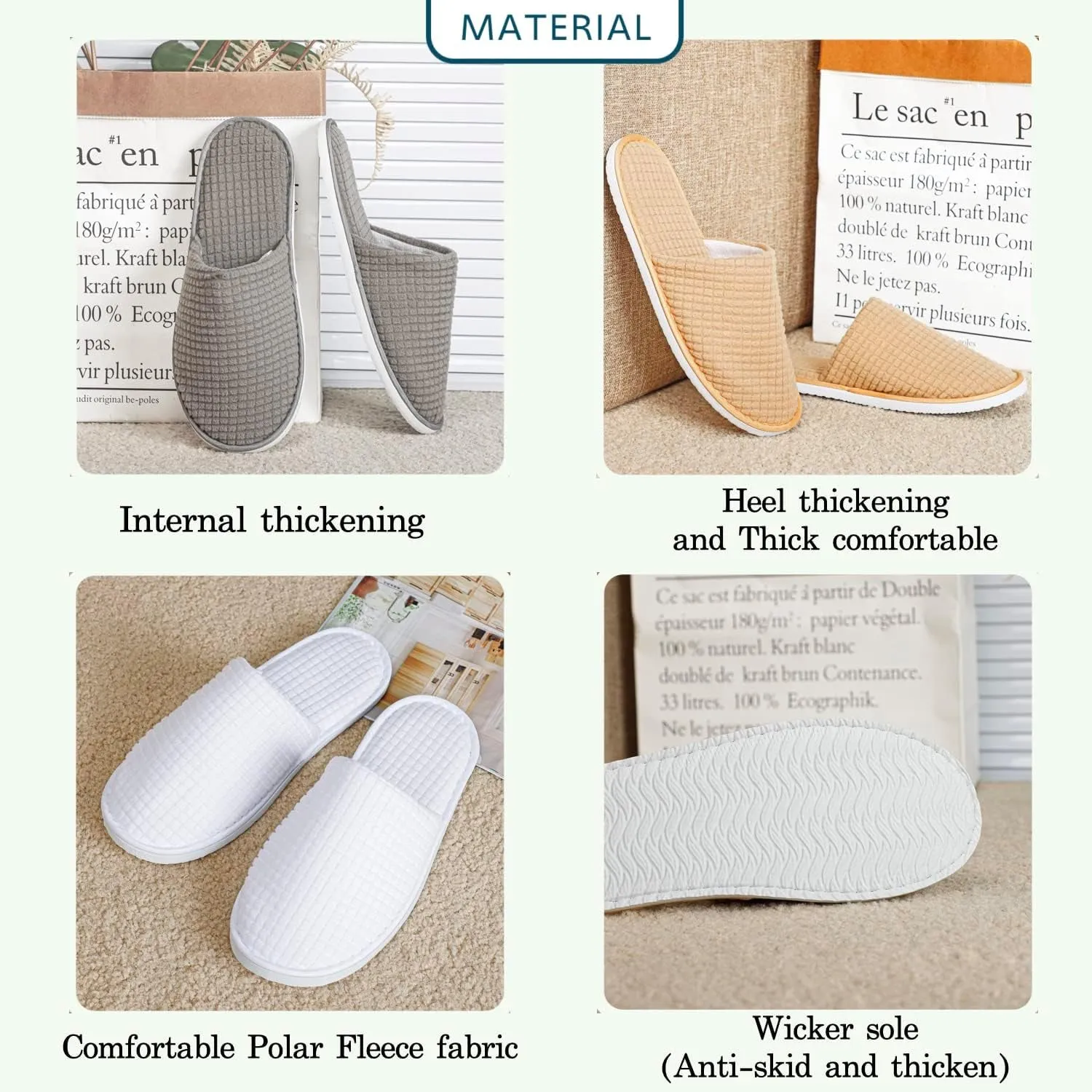 6-9 Pairs Spa Slippers, Non Slip Disposable Slippers for Guest, Washable Reusable, Which Can Be Used as Women Men, House, Indoor, Bathroom, Bedroom, Hotel, Bride Slippers