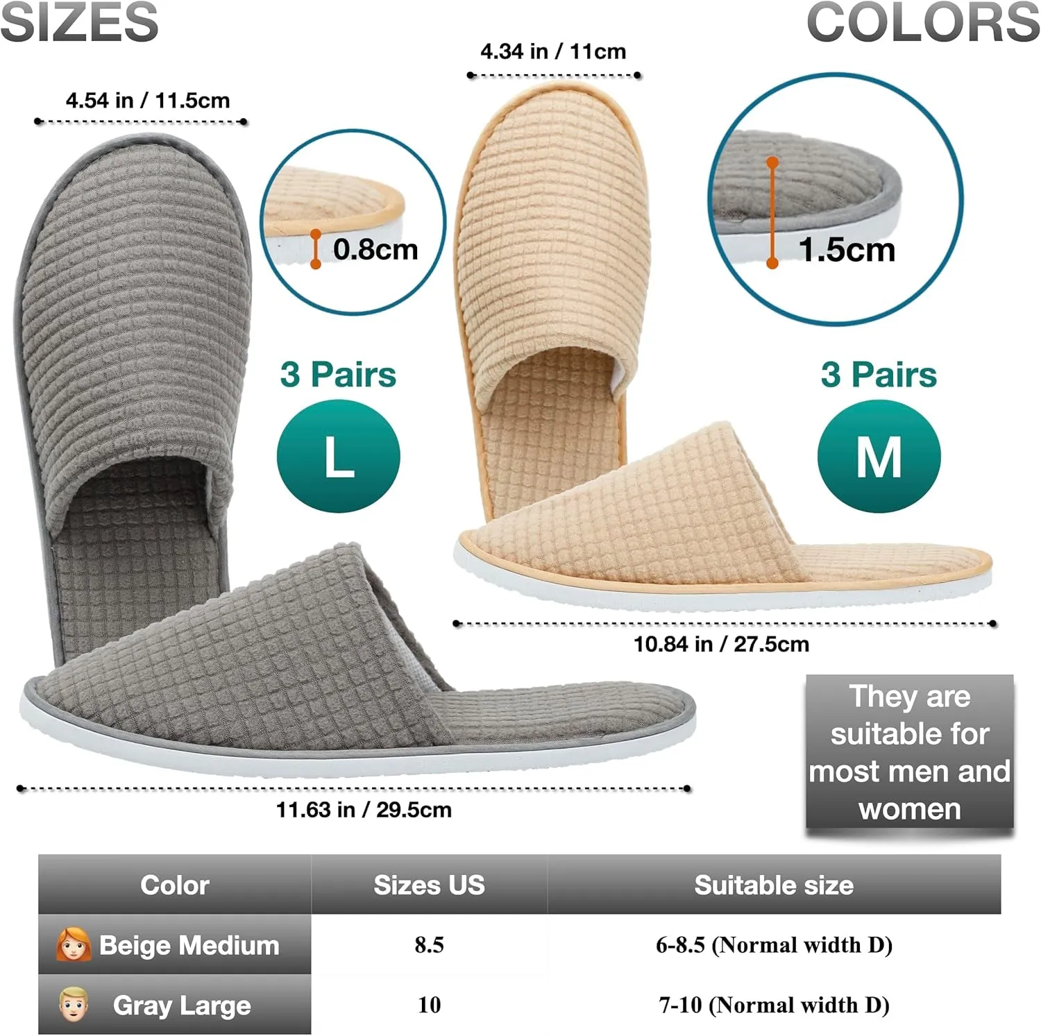 6-9 Pairs Spa Slippers, Non Slip Disposable Slippers for Guest, Washable Reusable, Which Can Be Used as Women Men, House, Indoor, Bathroom, Bedroom, Hotel, Bride Slippers