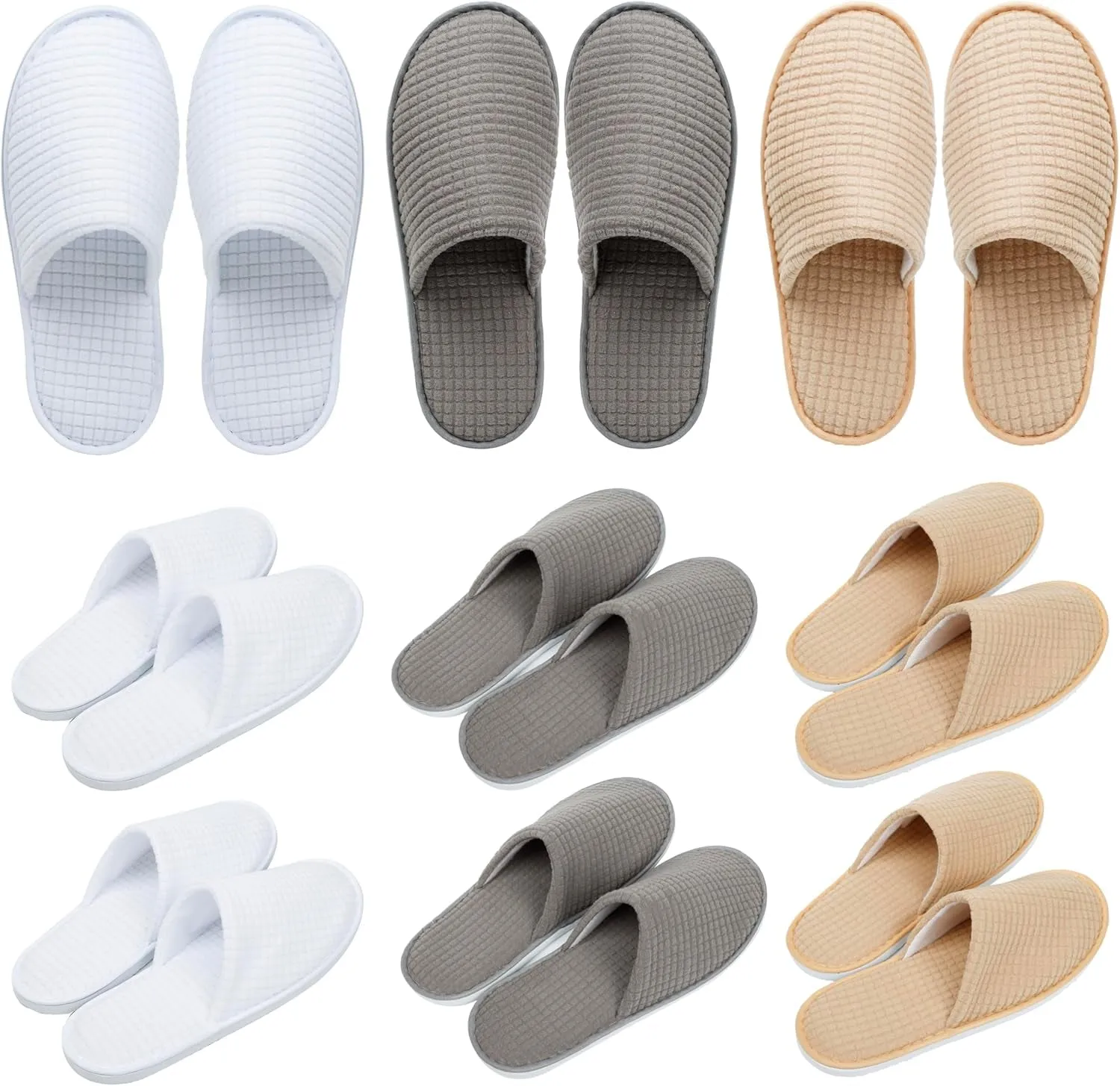 6-9 Pairs Spa Slippers, Non Slip Disposable Slippers for Guest, Washable Reusable, Which Can Be Used as Women Men, House, Indoor, Bathroom, Bedroom, Hotel, Bride Slippers