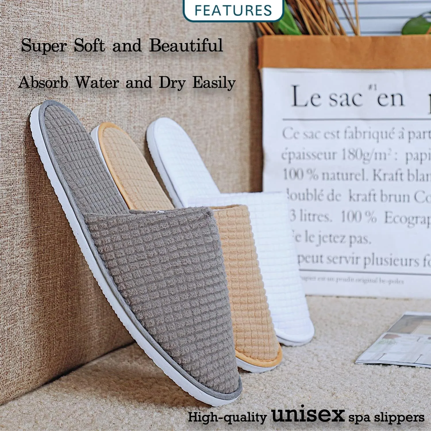 6-9 Pairs Spa Slippers, Non Slip Disposable Slippers for Guest, Washable Reusable, Which Can Be Used as Women Men, House, Indoor, Bathroom, Bedroom, Hotel, Bride Slippers