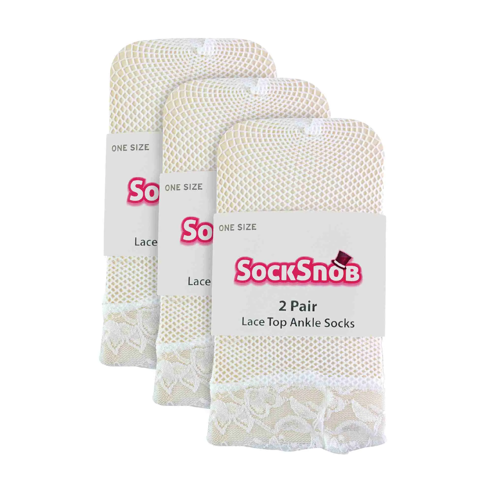 6 Pack Ladies Low Cut Fishnet Ankle Socks with Lace Trim