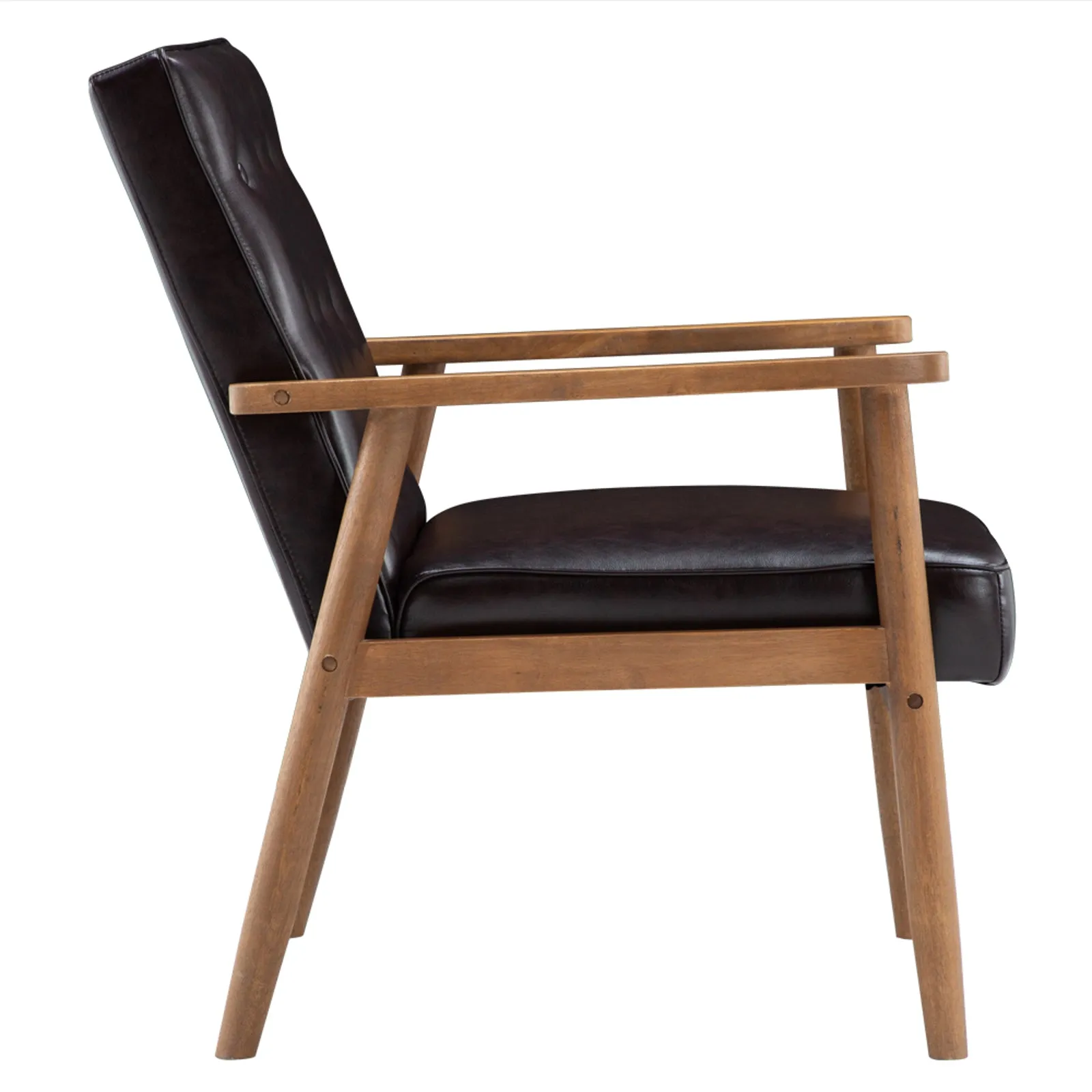 (75 x 69 x 84)cm Retro Modern Wooden Single Chair,Brown PU