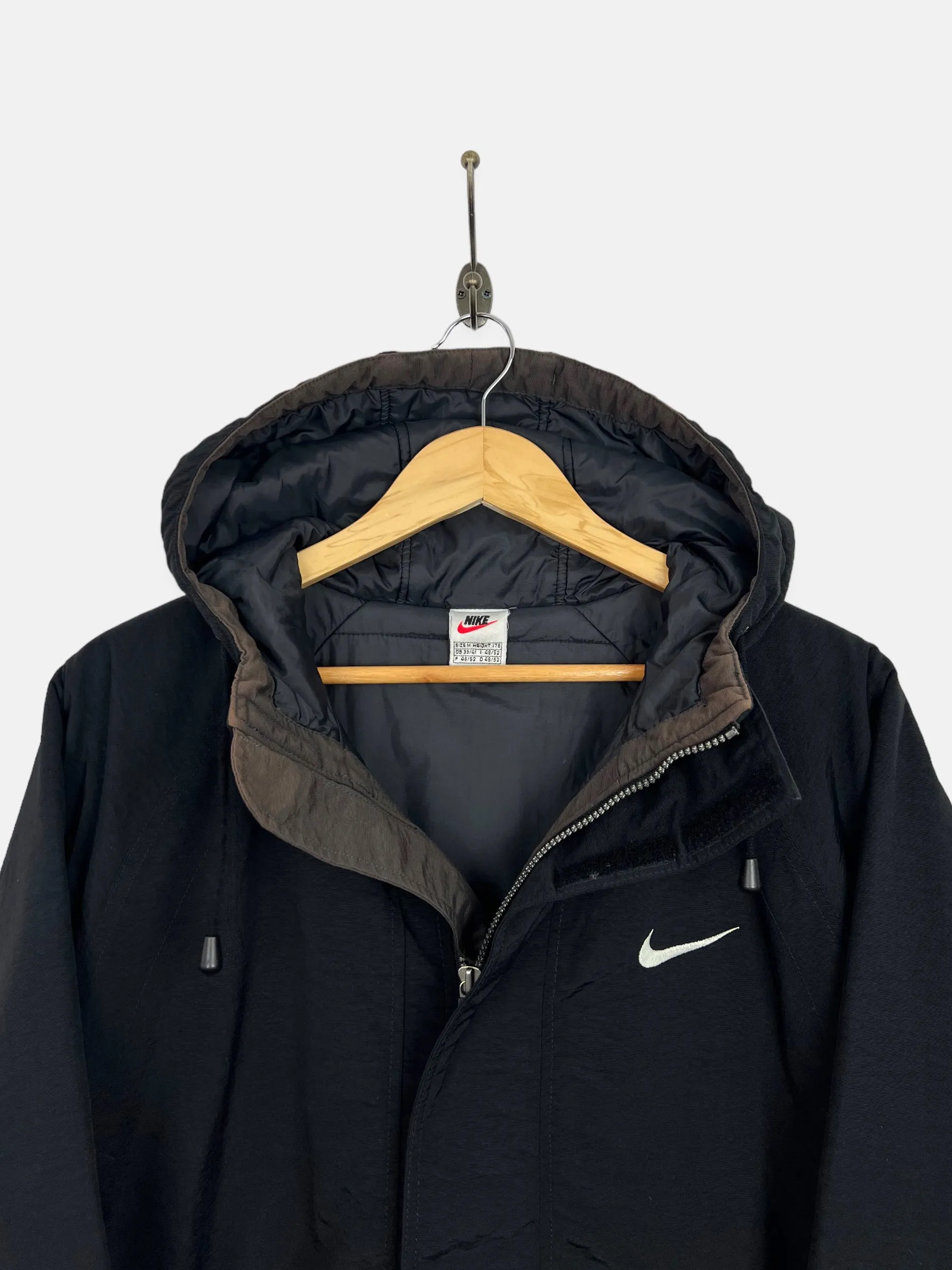 90's Nike Embroidered Vintage Trench Jacket with Hood Size XL