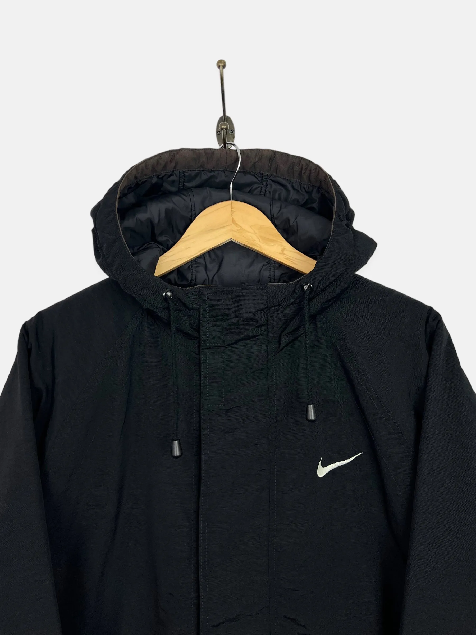 90's Nike Embroidered Vintage Trench Jacket with Hood Size XL