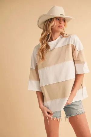 Aemi Co Color Block Round Neck Short Sleeve T-Shirt