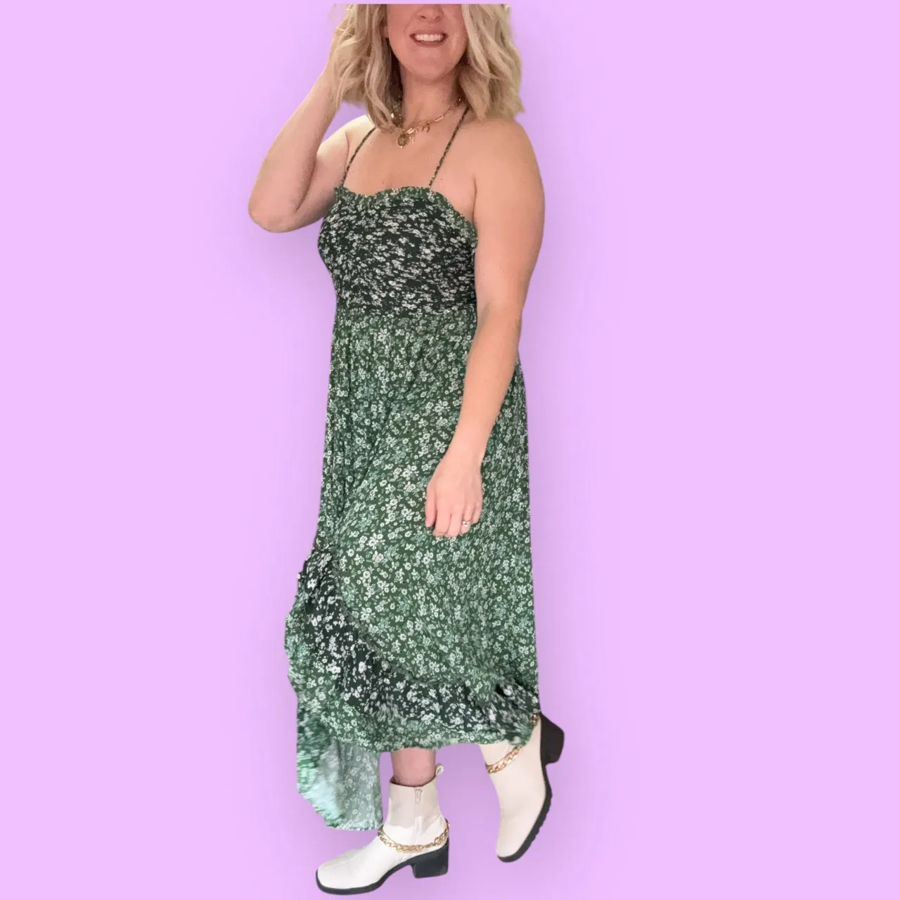 Aemi   Co Ditsy Floral Ruffled Hem Maxi Cami Dress