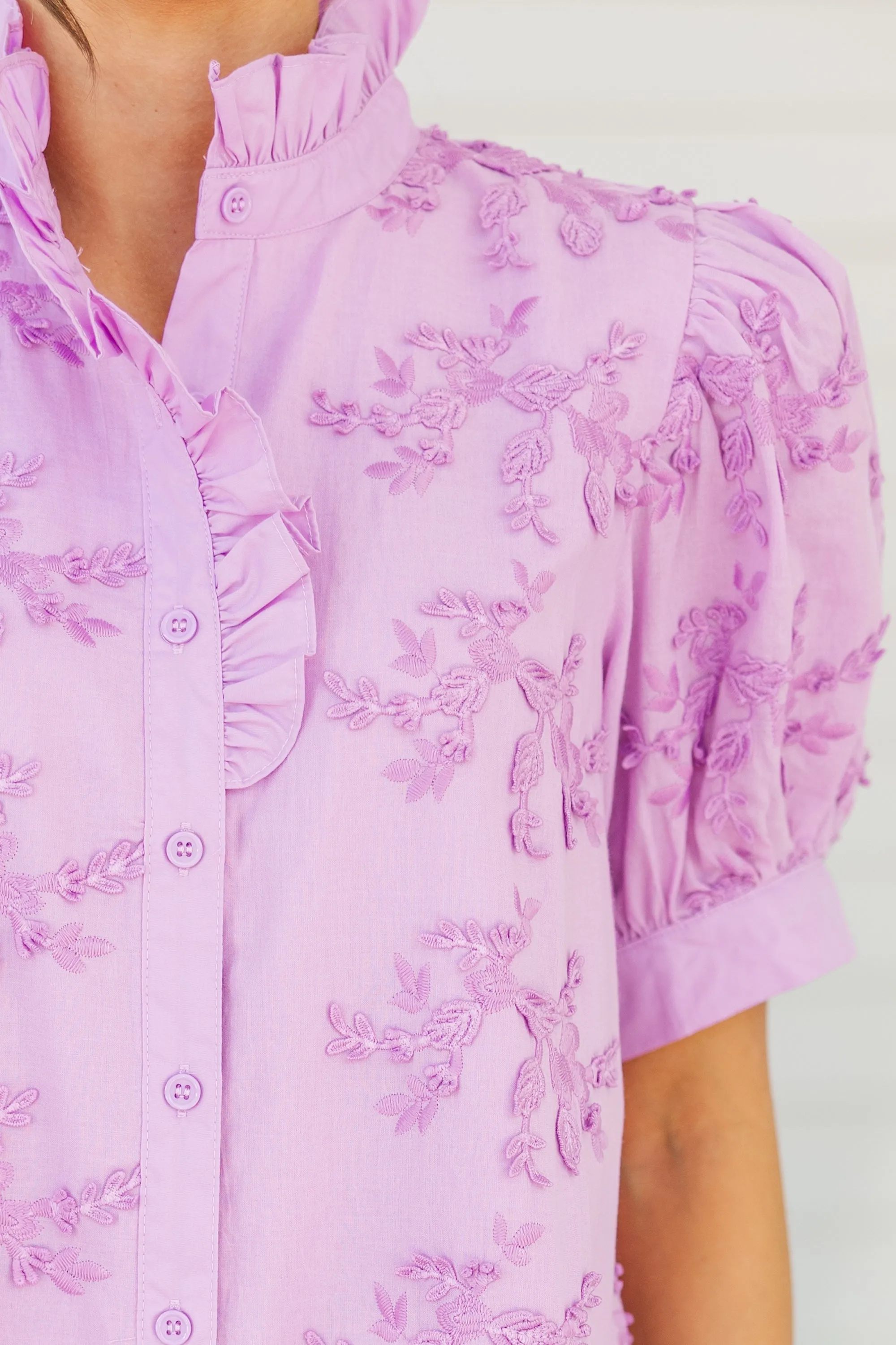 Ahead Of It Lilac Embroidered Dress