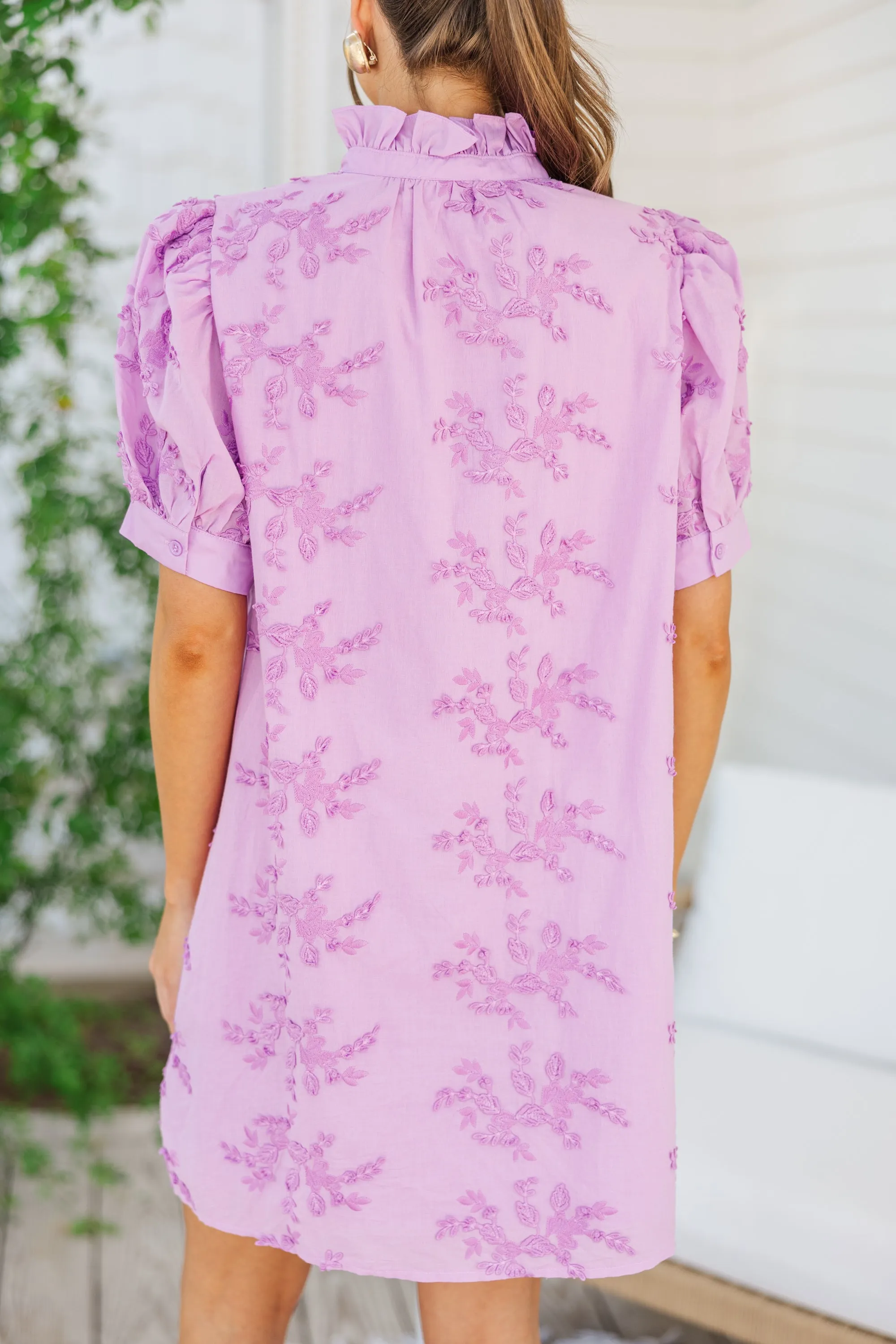 Ahead Of It Lilac Embroidered Dress