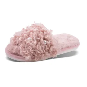Amanda Blue Mauve Curly Pearl Slippers (Small 6-7)