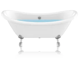 Anzzi 69.29" Belissima Double Slipper Acrylic Claw Foot Tub in White