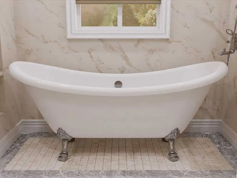 Anzzi 69.29" Belissima Double Slipper Acrylic Claw Foot Tub in White