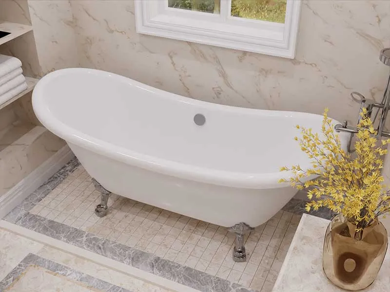 Anzzi 69.29" Belissima Double Slipper Acrylic Claw Foot Tub in White