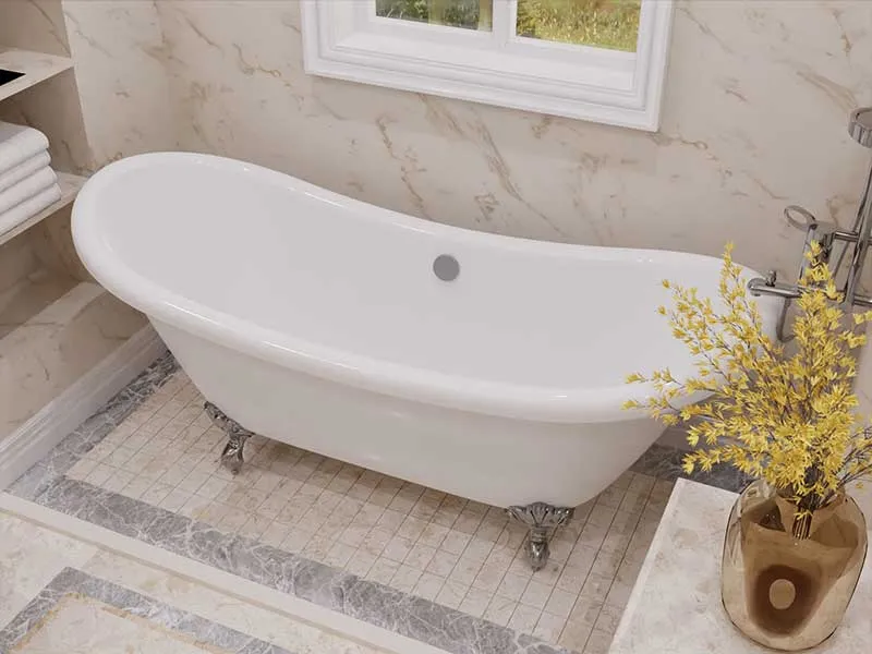 Anzzi 69.29" Belissima Double Slipper Acrylic Claw Foot Tub in White