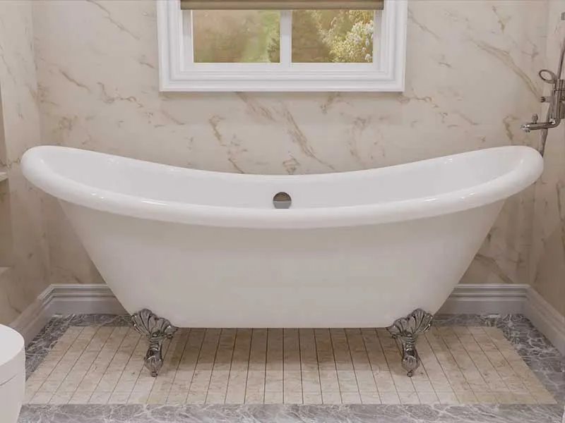 Anzzi 69.29" Belissima Double Slipper Acrylic Claw Foot Tub in White