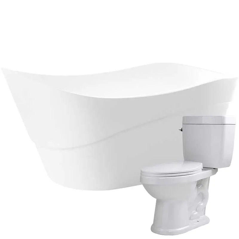Anzzi Kahl 67 in. Acrylic Flatbottom Non-Whirlpool Bathtub with Talos 2-piece 1.6 GPF Single Flush Toilet