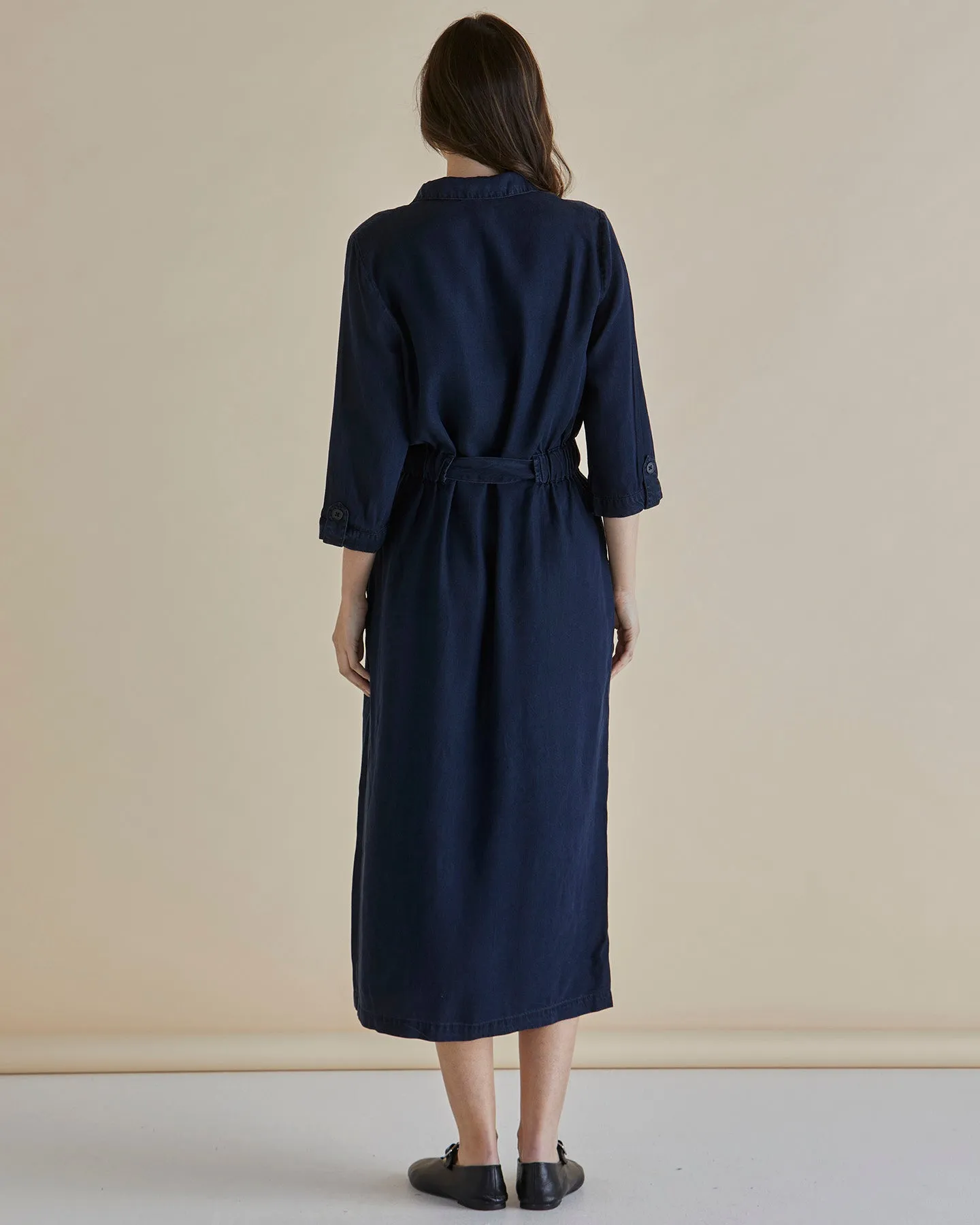 Betty Basics Lyocell Shirt Dress - Dark Vintage Blue