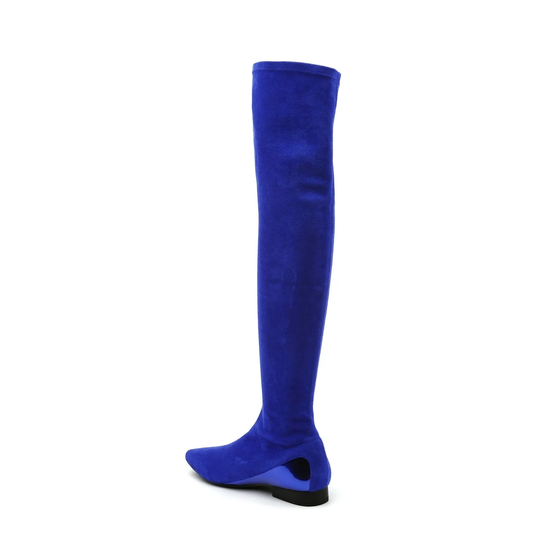 Black Over Knee Knit Shaft Boot Sapphire Blue