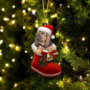 Bloodhound-In Santa Boot Christmas-Two Sided Ornament
