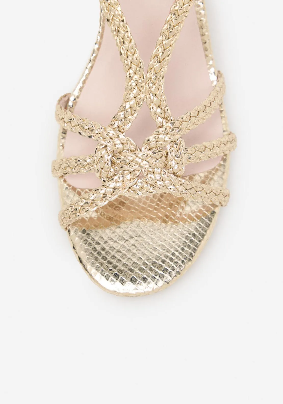 Braided Heeled Sandal - Gold/mustard