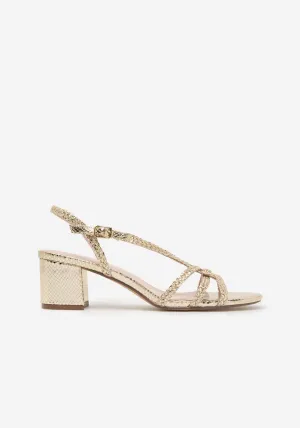 Braided Heeled Sandal - Gold/mustard