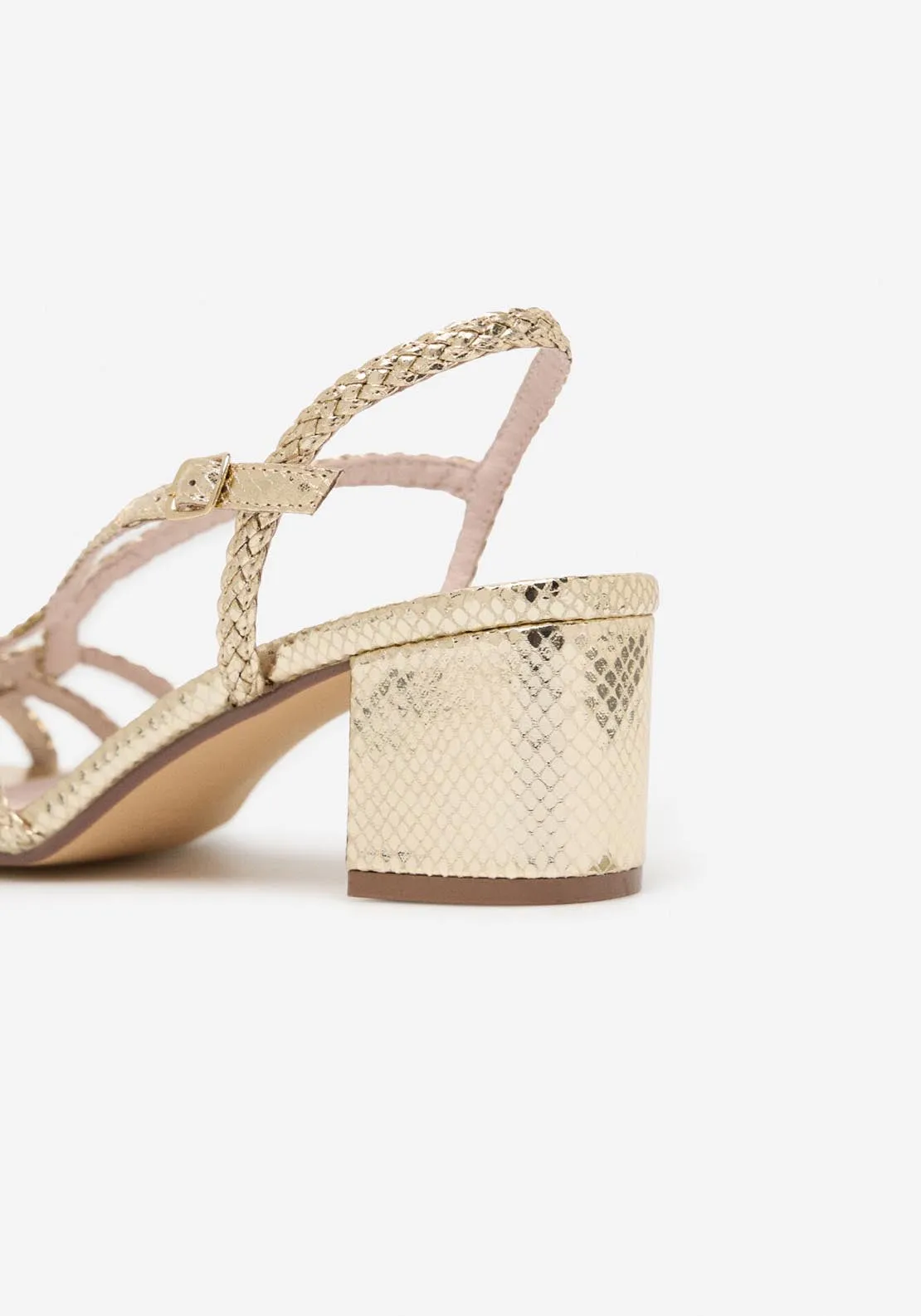 Braided Heeled Sandal - Gold/mustard
