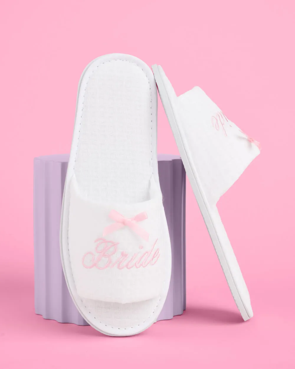 Bride Pink Bow Slippers