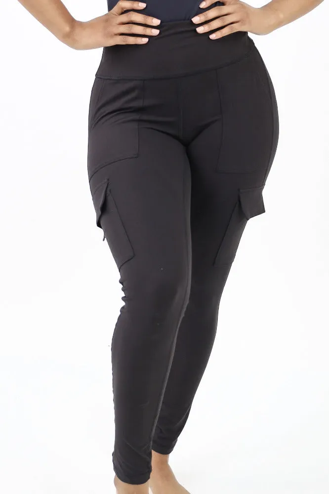 Butter Soft High Waist Cargo Yoga Pants - Black