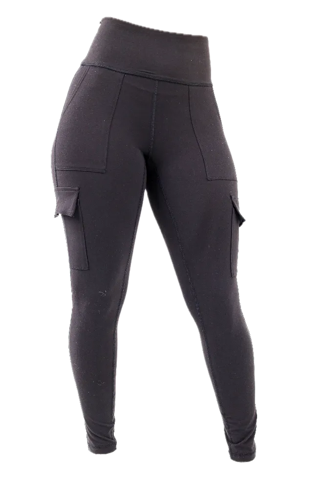 Butter Soft High Waist Cargo Yoga Pants - Black