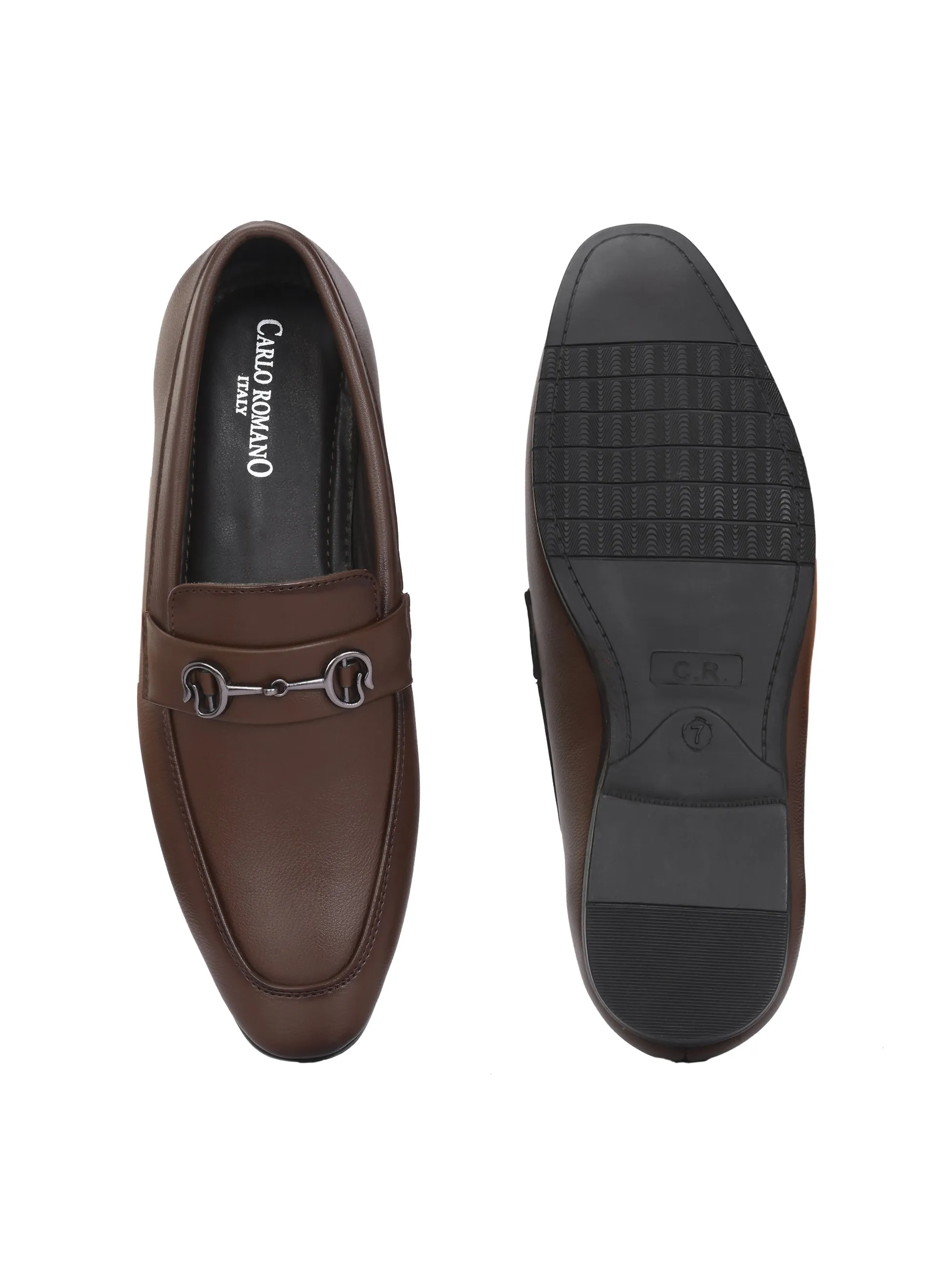 CARLO ROMANO BY WASAN BROWN COLOR VEGAN LEATHER SLIP ON MOCCASIN SHOE FOR MEN