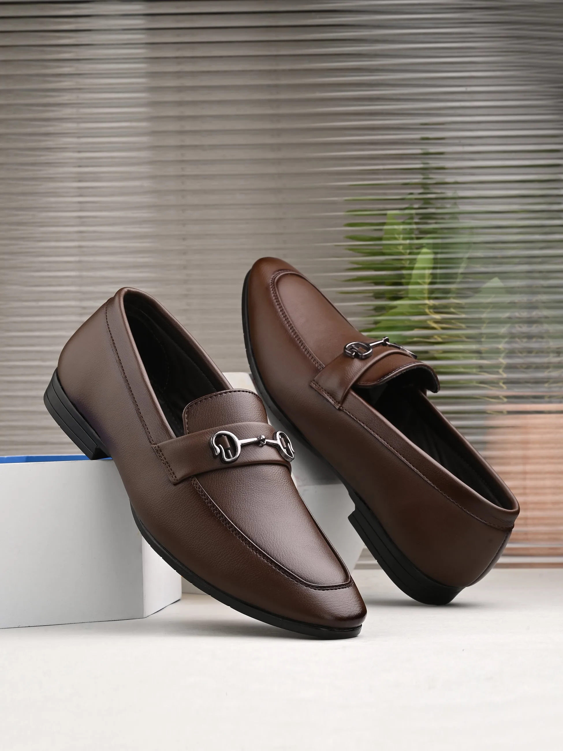 CARLO ROMANO BY WASAN BROWN COLOR VEGAN LEATHER SLIP ON MOCCASIN SHOE FOR MEN