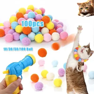 Cat Toys Interactive Launch Training Toy for Pet Kitten Creative Mini Shooting Gun Games Stretch Plush Ball Toys Pet Supplies