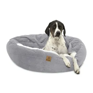 Charlie's Snookie Hooded Corduroy Calming Dog Bed Dove Grey Large
