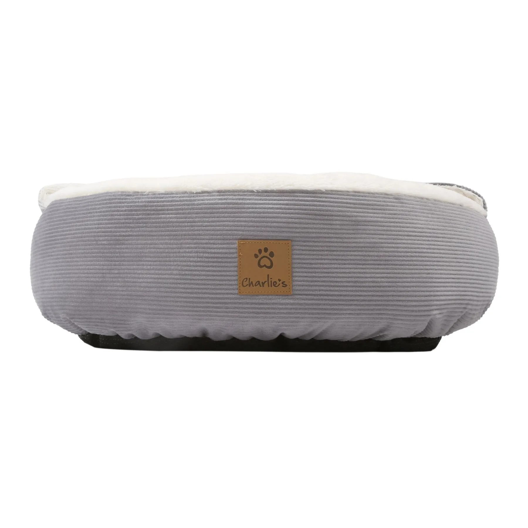 Charlie's Snookie Hooded Corduroy Calming Dog Bed Dove Grey Large