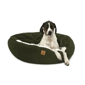 Charlie's Snookie Hooded Corduroy Calming Dog Bed Olive Small