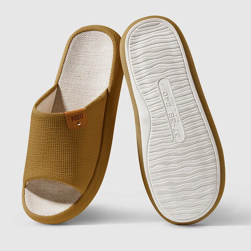 Couple Mute Linen Slippers with Soft Soles