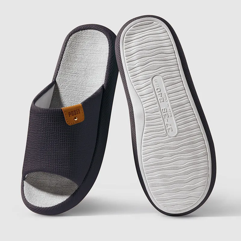 Couple Mute Linen Slippers with Soft Soles