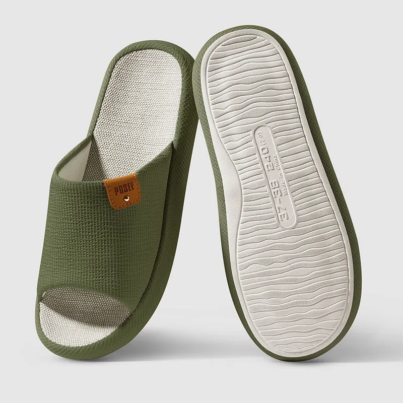 Couple Mute Linen Slippers with Soft Soles