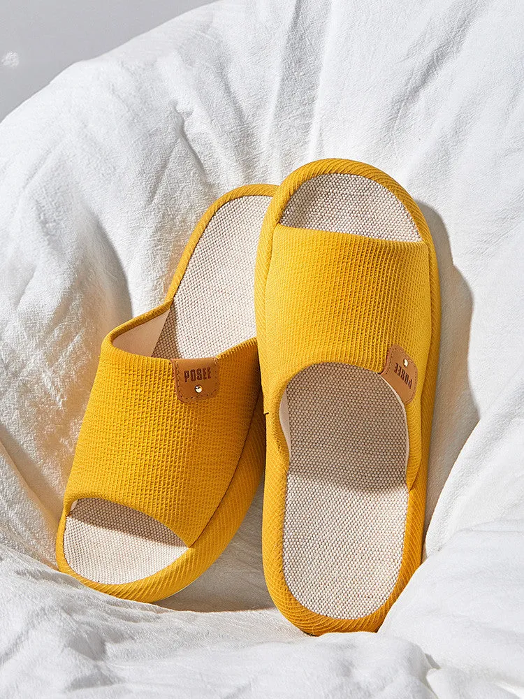 Couple Mute Linen Slippers with Soft Soles