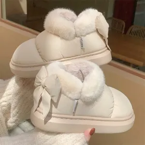 Cushy Footsie™ Winter Sweethearts: Adorable Bow-Tied Slippers