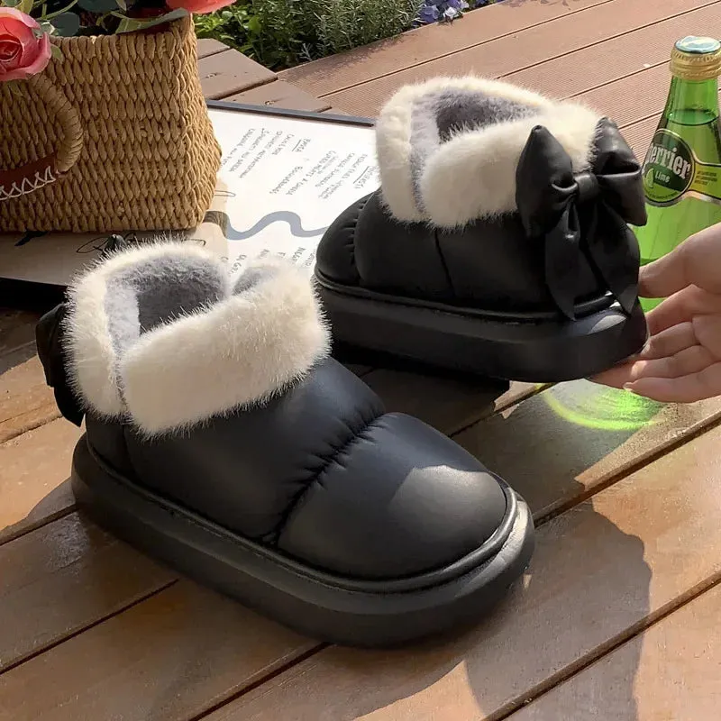 Cushy Footsie™ Winter Sweethearts: Adorable Bow-Tied Slippers
