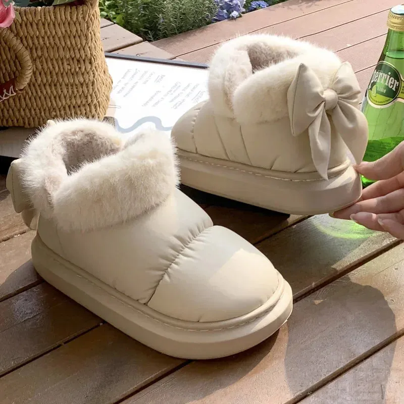 Cushy Footsie™ Winter Sweethearts: Adorable Bow-Tied Slippers