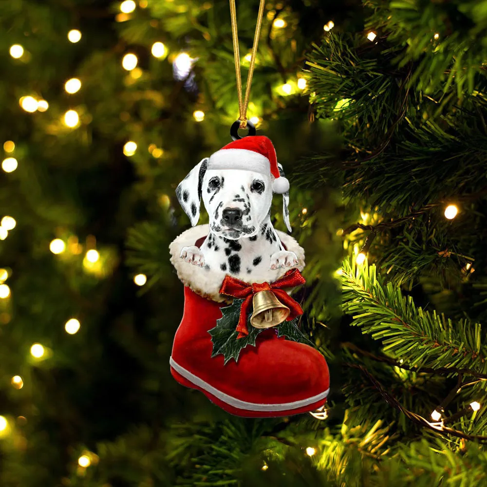 Dalmatian (1)-1-In Santa Boot Christmas-Two Sided Ornament