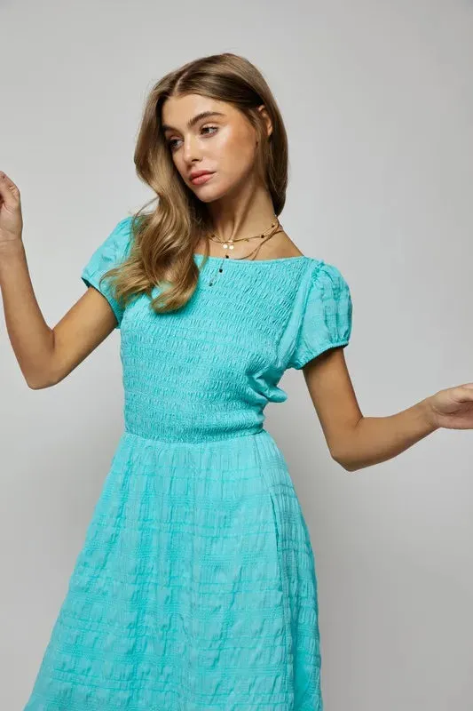 Davi & Dani Crossed Back Short Sleeve Dress with Pockets