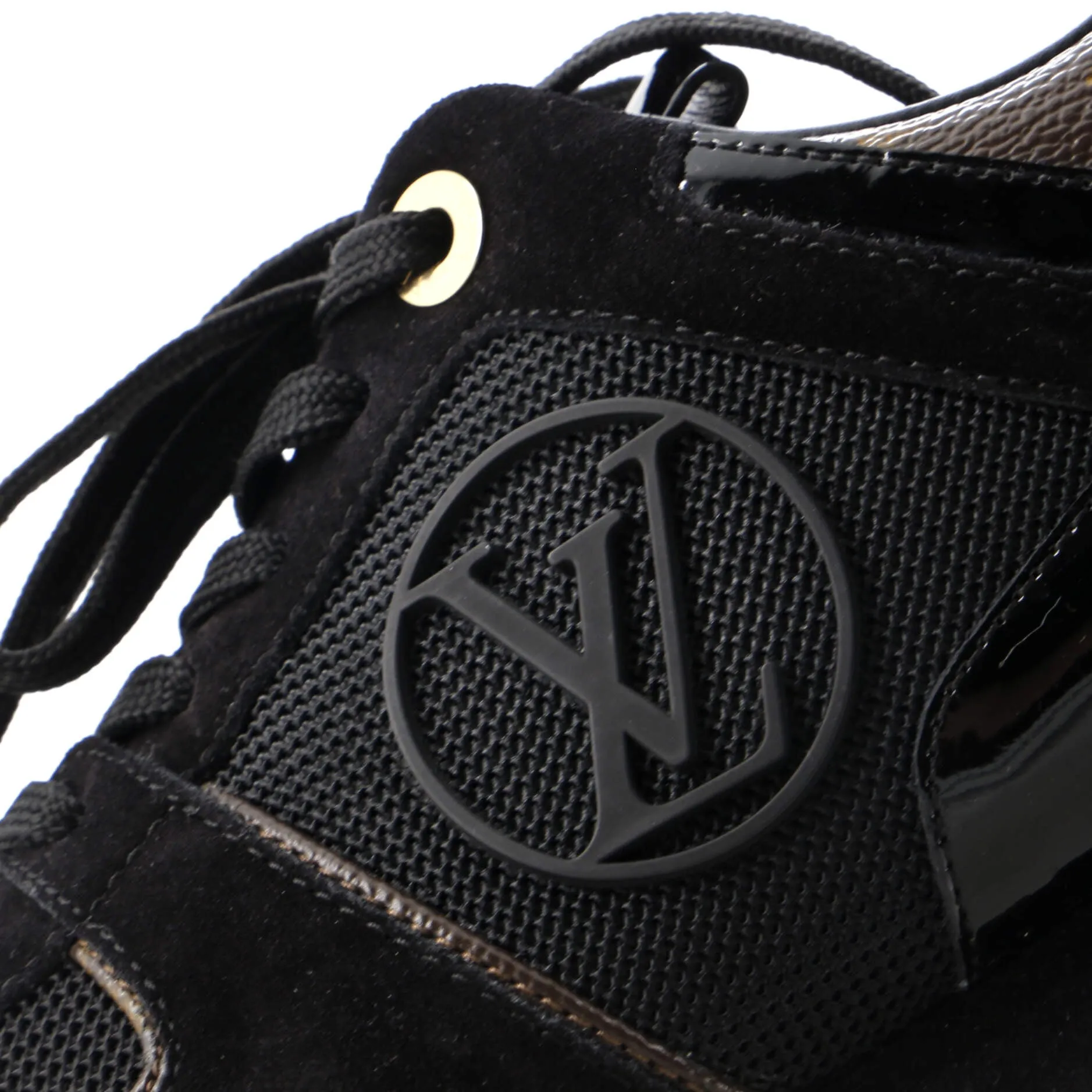 Designer Women's Run Away Sneakers Mesh with Monogram Canvas and Suede